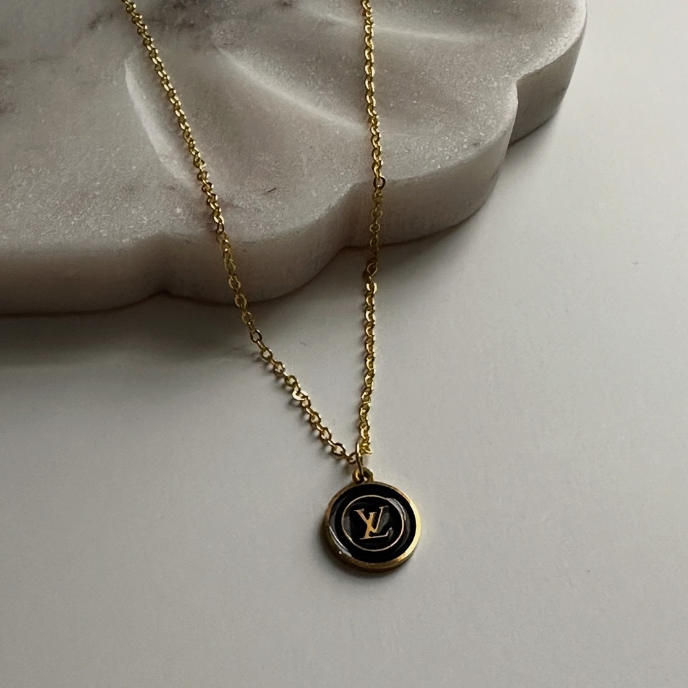 LV Louis Vuitton Gold Monogram Charm Necklace